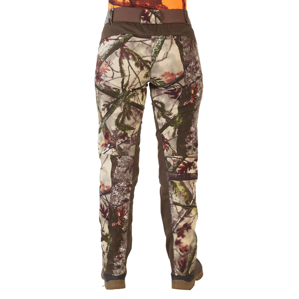 Jagdhose 500 Damen geräuscharm atmungsaktiv Camouflage