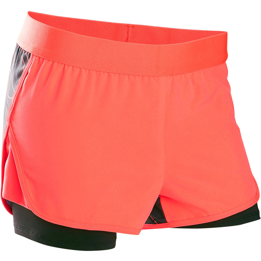 W900 Girls' Gym Breathable Shorts - Red Print