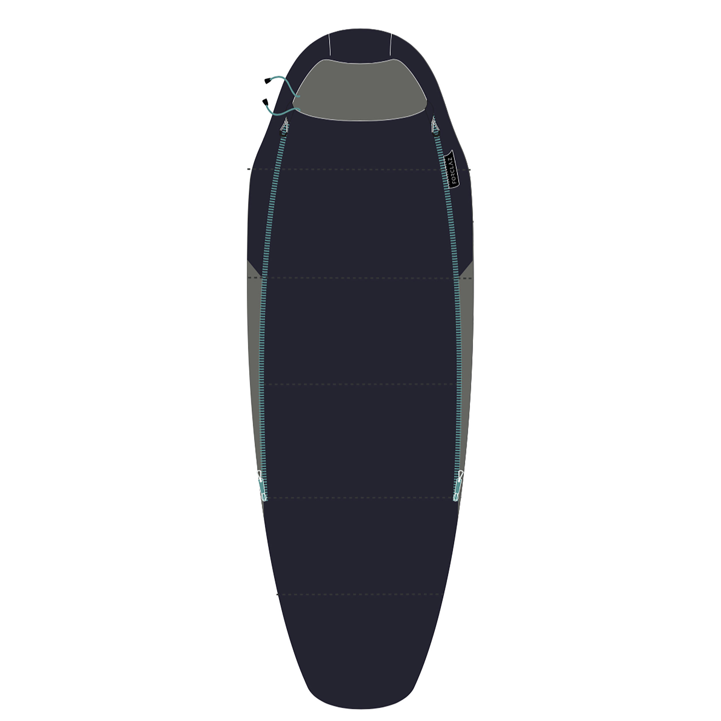 Camping Sleeping Bag 15°C MT 500 Blue steel blue, Granite Forclaz