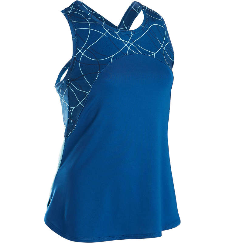 GIRL EDUCATIONAL GYM APPAREL - S900 Girls' Gym Tank Top Blue DOMYOS