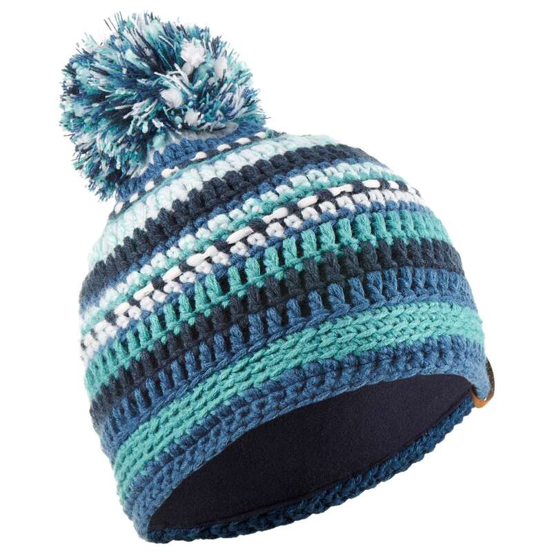 JUNIOR SKI AND SNOWBOARD HEADWEAR Skiing - JR MIXYARN HAT NAVY GREEN WEDZE - Ski Wear