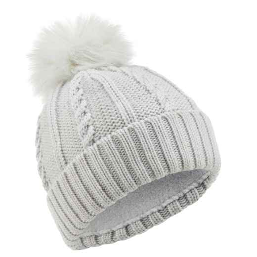 
      KIDS’ CABLE-KNIT FUR WOOL SKI HAT GREY
  