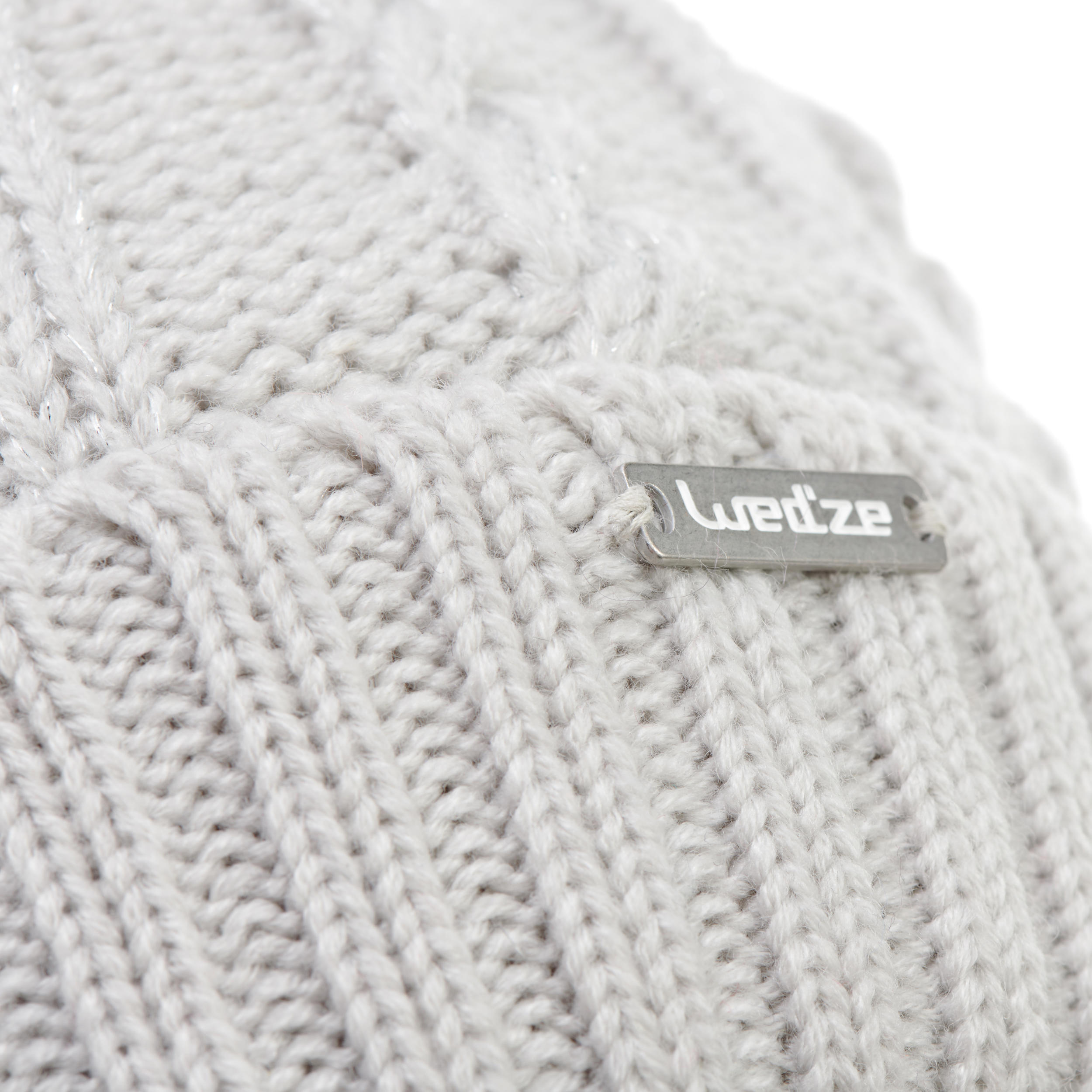 CHILDREN'S FUR CABLE KNIT SKIING HAT BEIGE 6/7