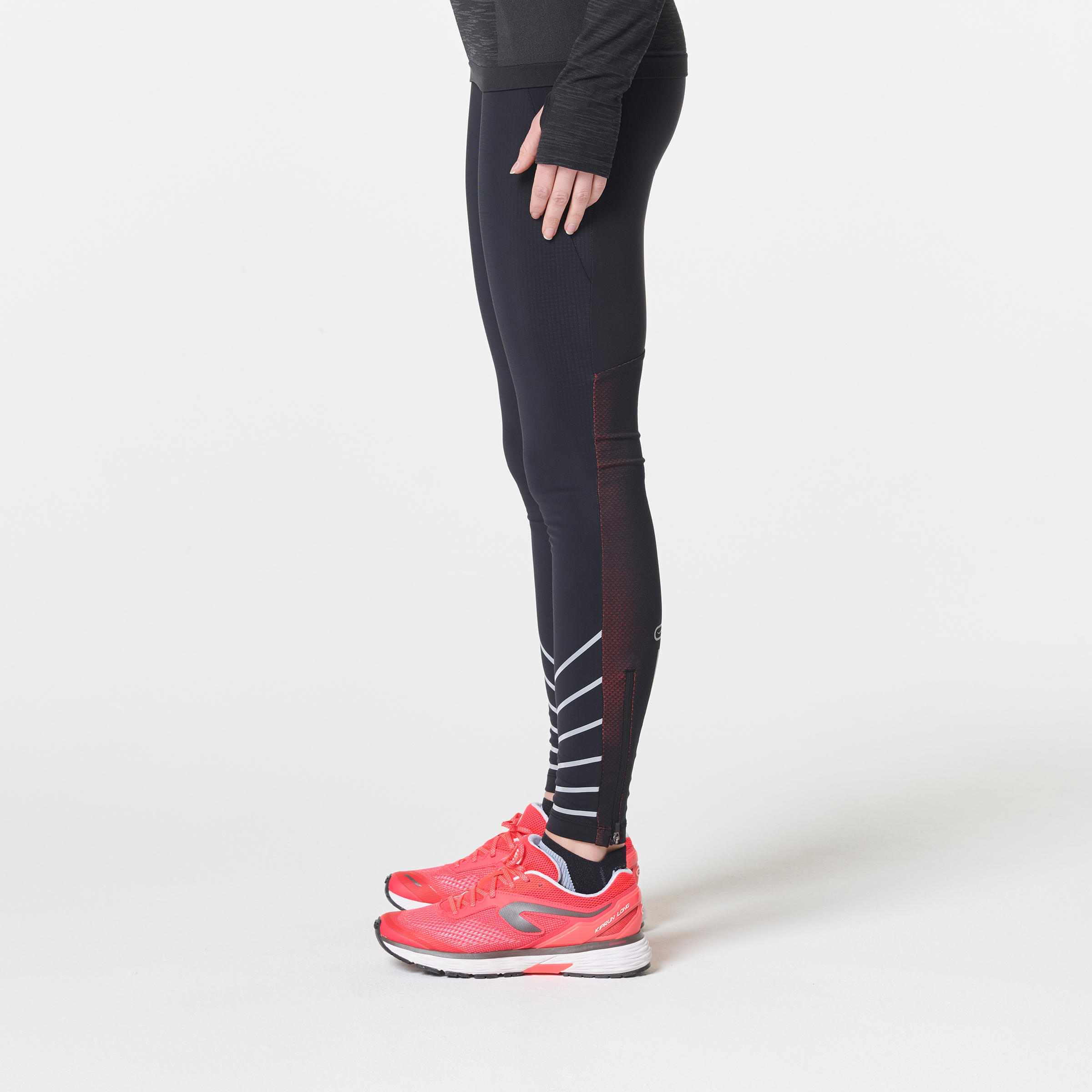 WOMEN'S RUNNING TIGHTS KIPRUN WARM - BLACK 5/14