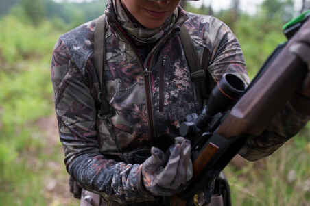 Moteriška begarsė medžioklinė striukė „500“, kamufliažinė