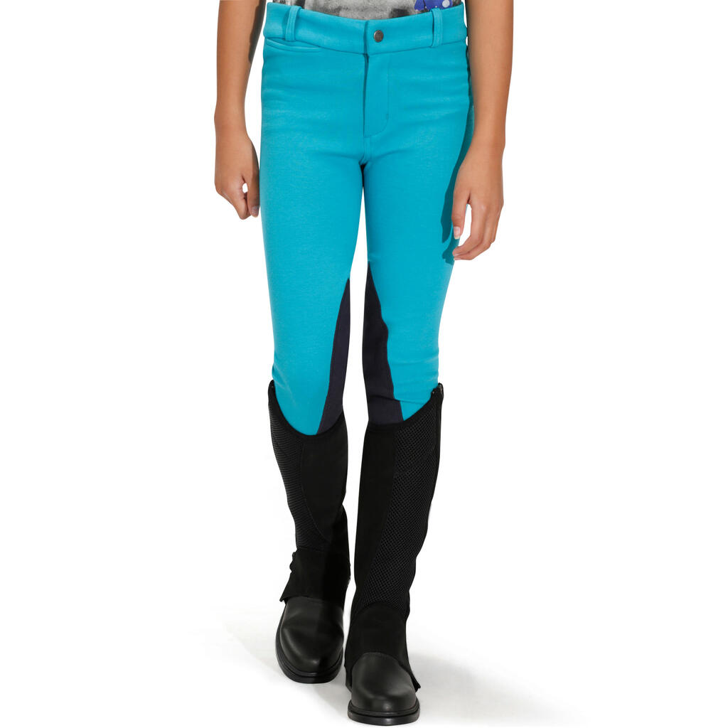 Accessy Children's Horse Riding Suede Patch Jodhpurs - Turquoise