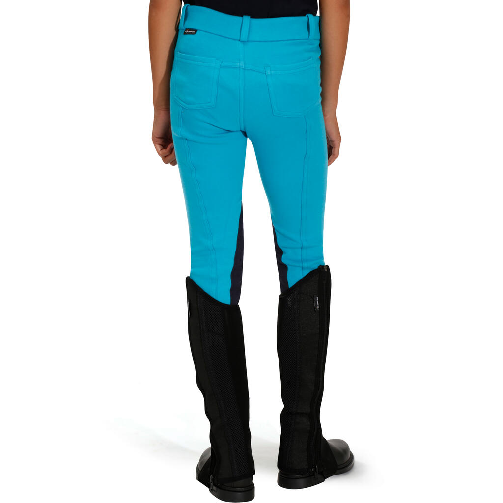 Accessy Children's Horse Riding Suede Patch Jodhpurs - Turquoise