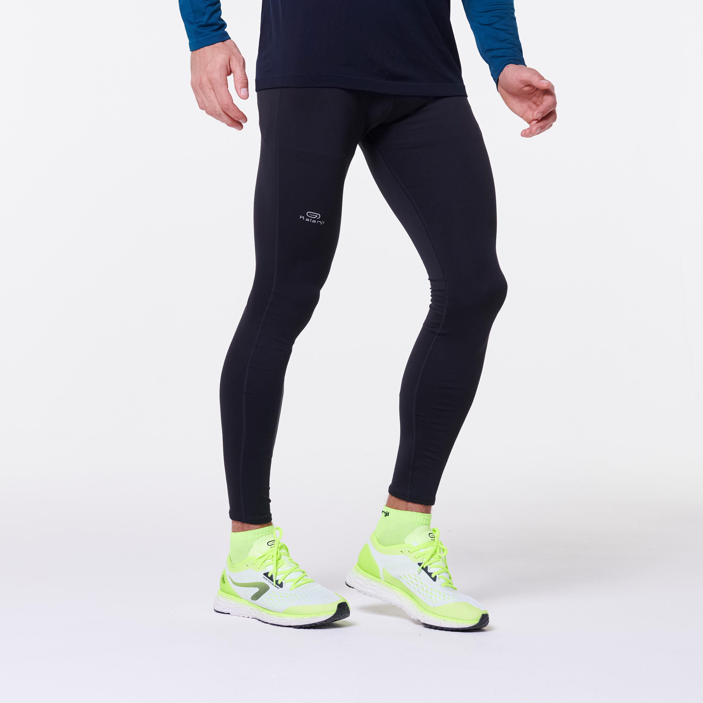 KIPRUN LIGHT MEN'S RUNNING TIGHTS WITH POCKETS BLACK 5/7