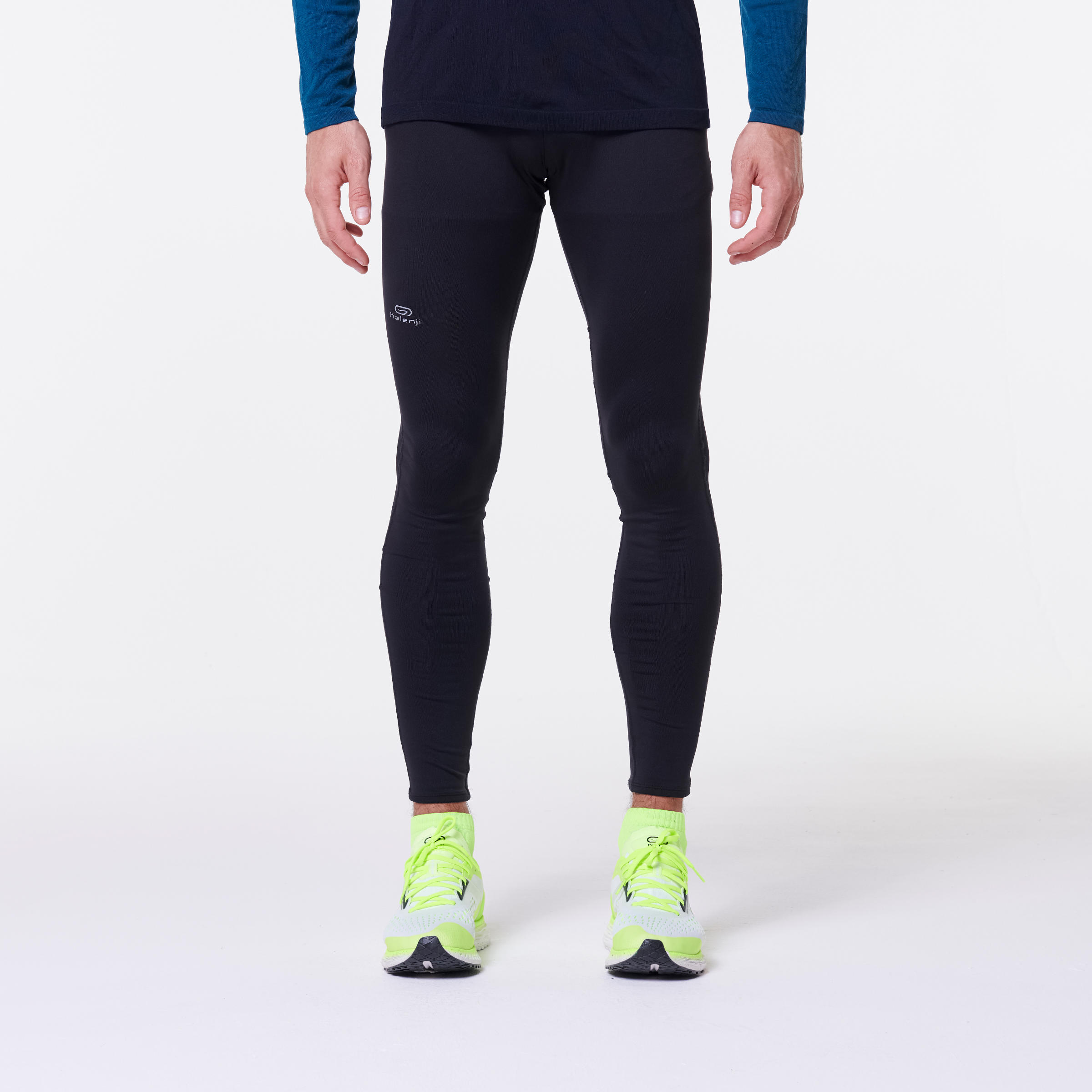 KIPRUN LIGHT MEN'S RUNNING TIGHTS WITH POCKETS BLACK 3/7