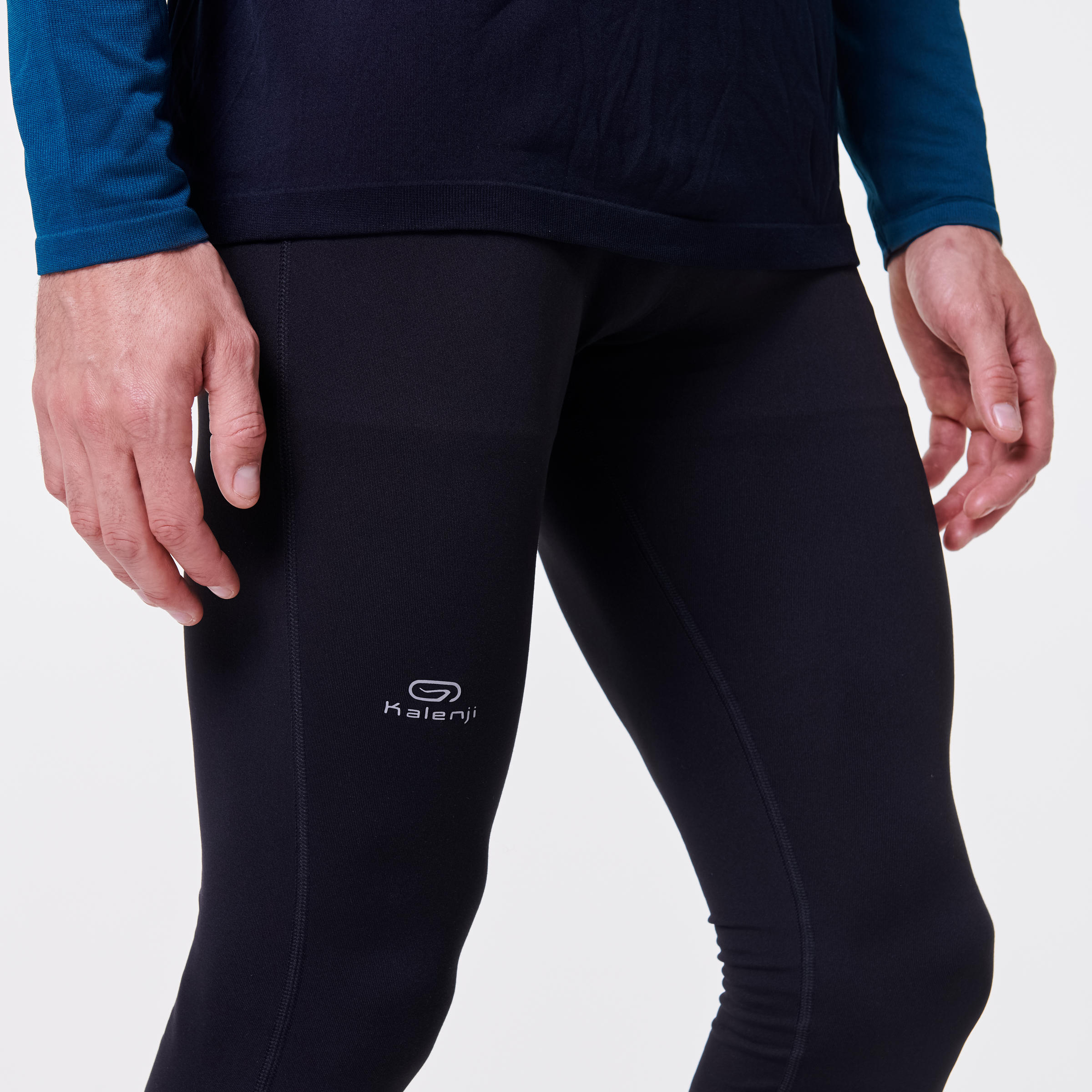 KIPRUN LIGHT MEN'S RUNNING TIGHTS WITH POCKETS BLACK 6/7