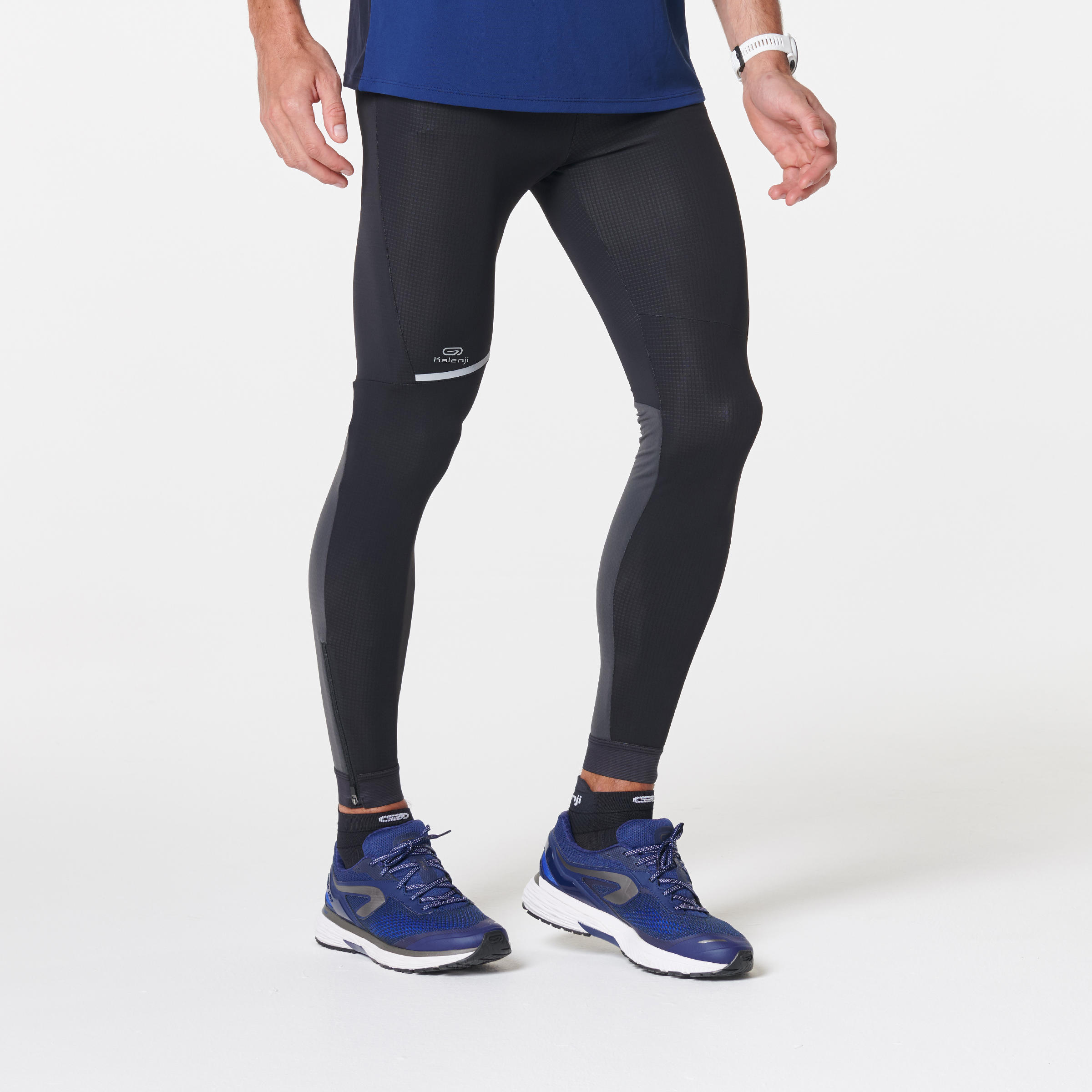 EMBOSS BLACK MEN'S LONG TRAIL RUNNING LEGGINGS | Decathlon Mauritius