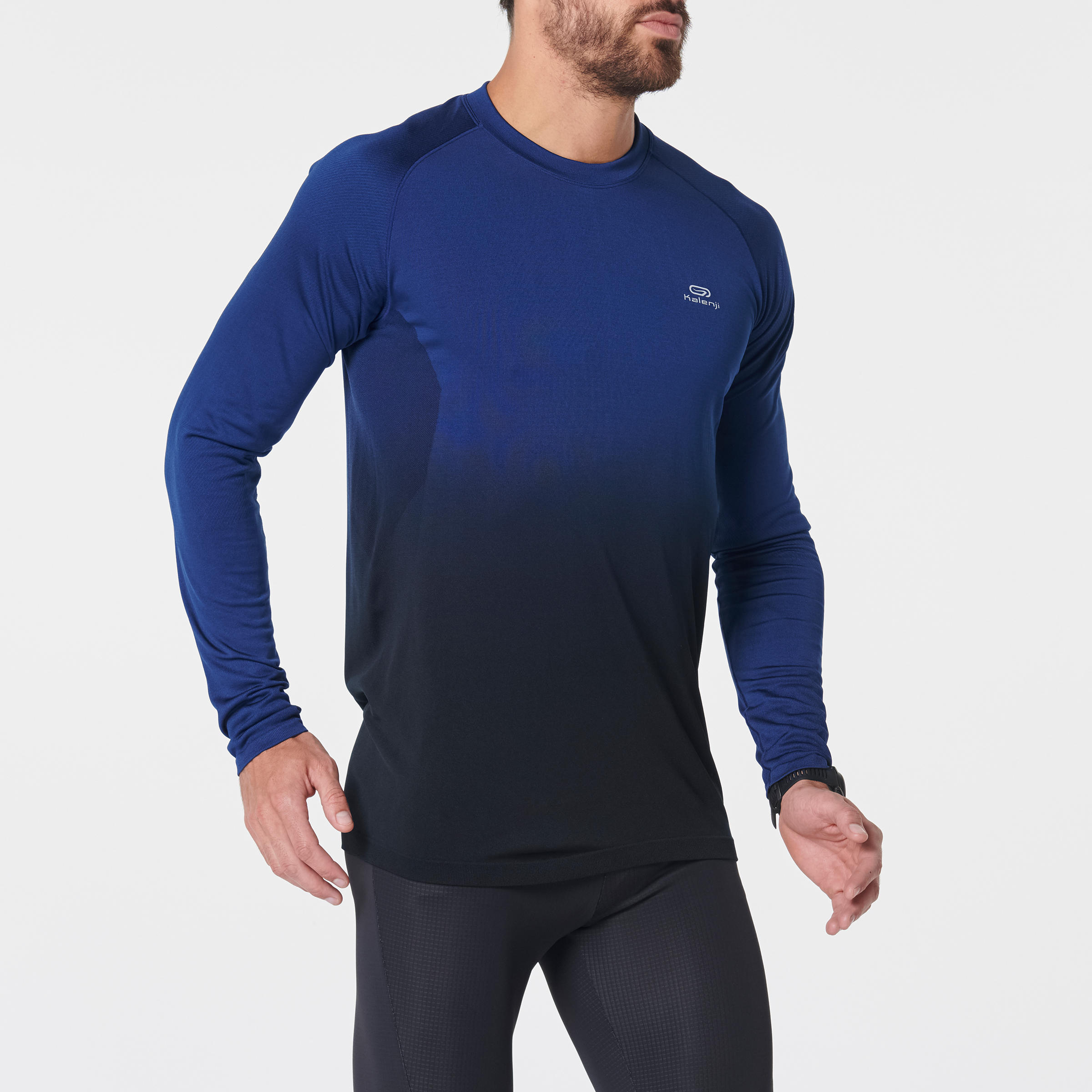 KIPRUN CARE MEN'S RUNNING BREATHABLE LONG-SLEEVED T-SHIRT - BLUE/BLACK 3/9
