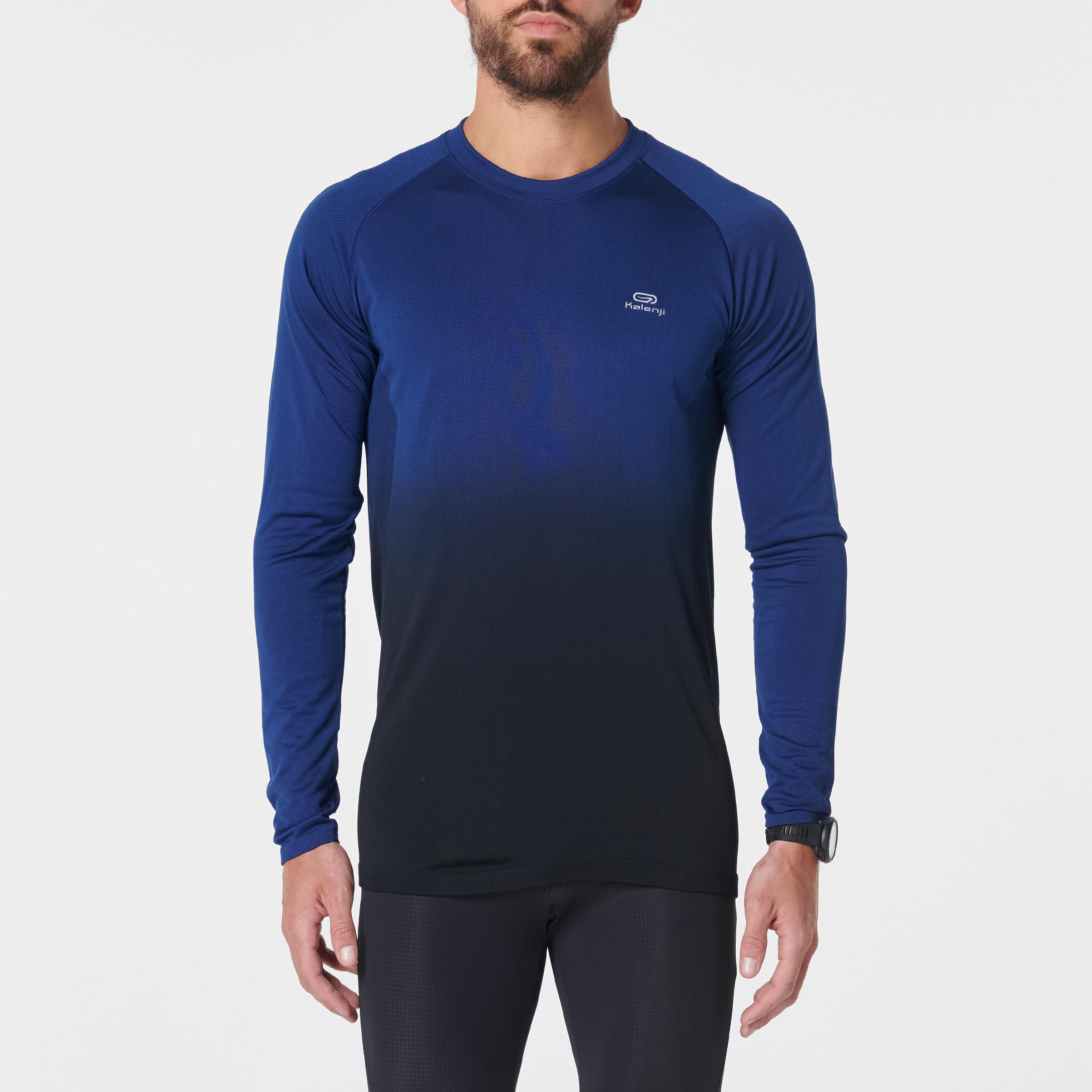 KIPRUN CARE MEN'S RUNNING BREATHABLE LONG-SLEEVED T-SHIRT - BLUE/BLACK 2/9