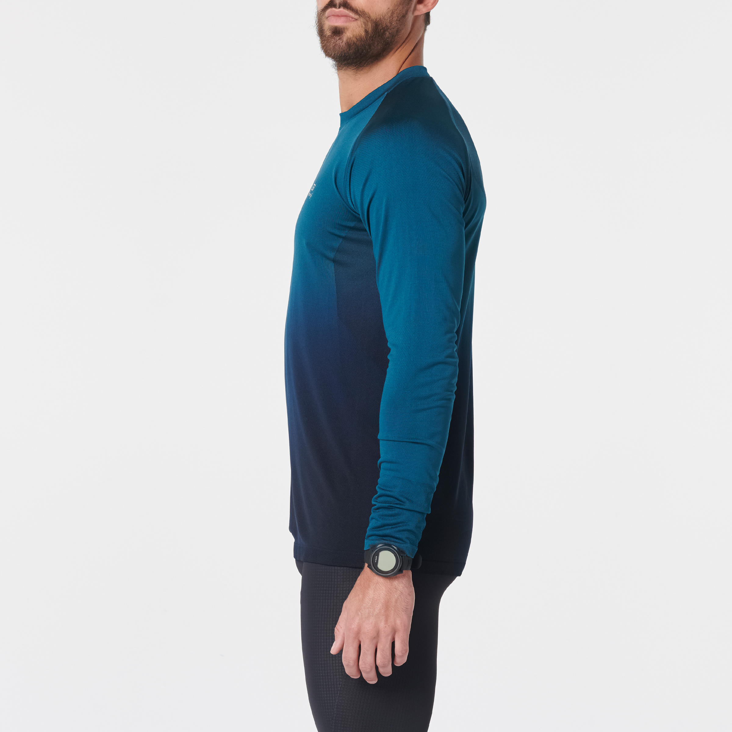 KIPRUN CARE MEN'S BREATHABLE LONG-SLEEVED RUNNING T-SHIRT - GREEN/BLACK 4/9