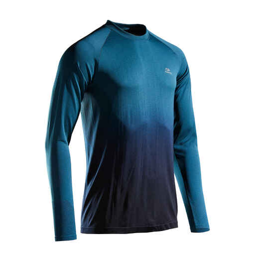 
      KIPRUN CARE MEN'S BREATHABLE LONG-SLEEVED RUNNING T-SHIRT - GREEN/BLACK
  