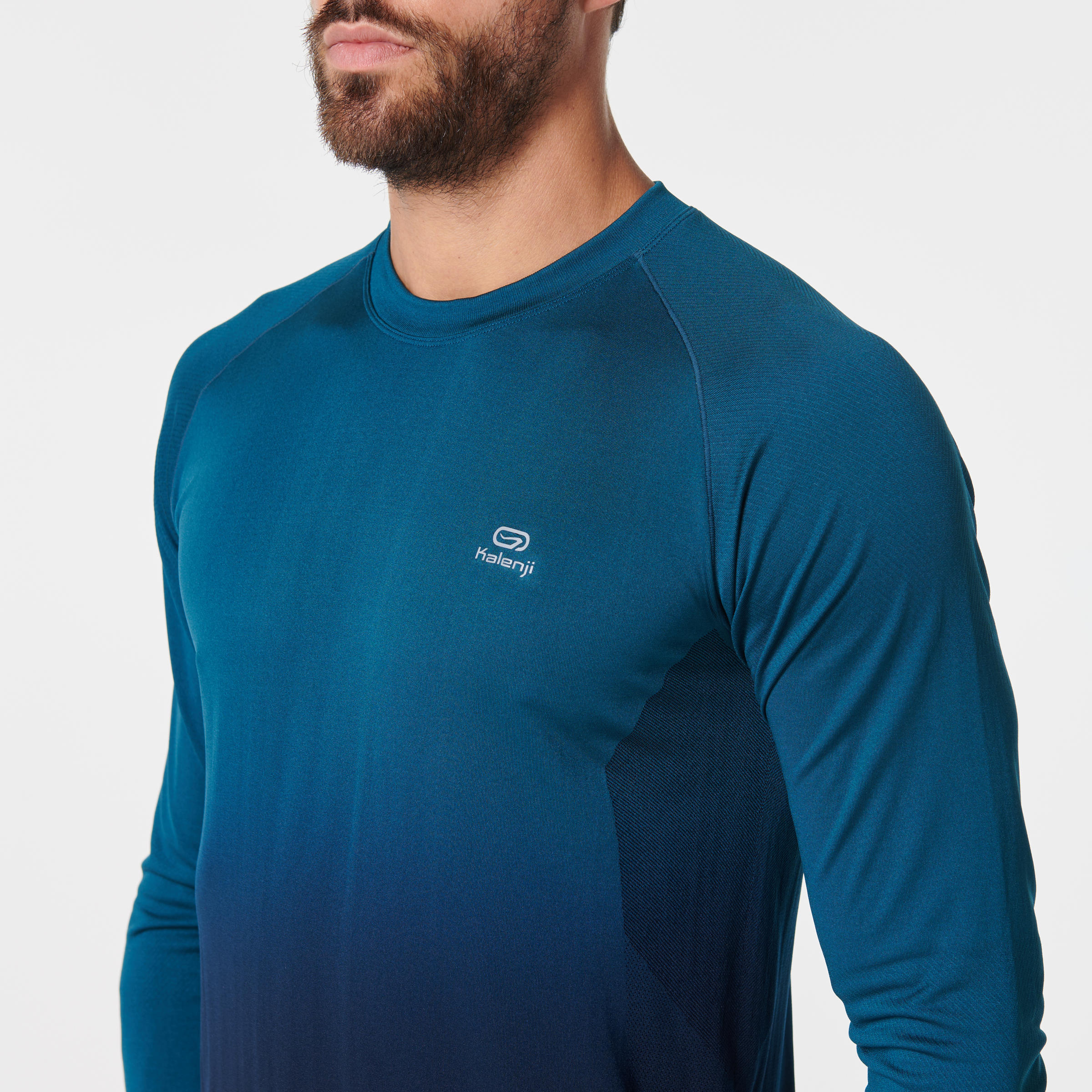 KIPRUN CARE MEN'S BREATHABLE LONG-SLEEVED RUNNING T-SHIRT - GREEN/BLACK 6/9