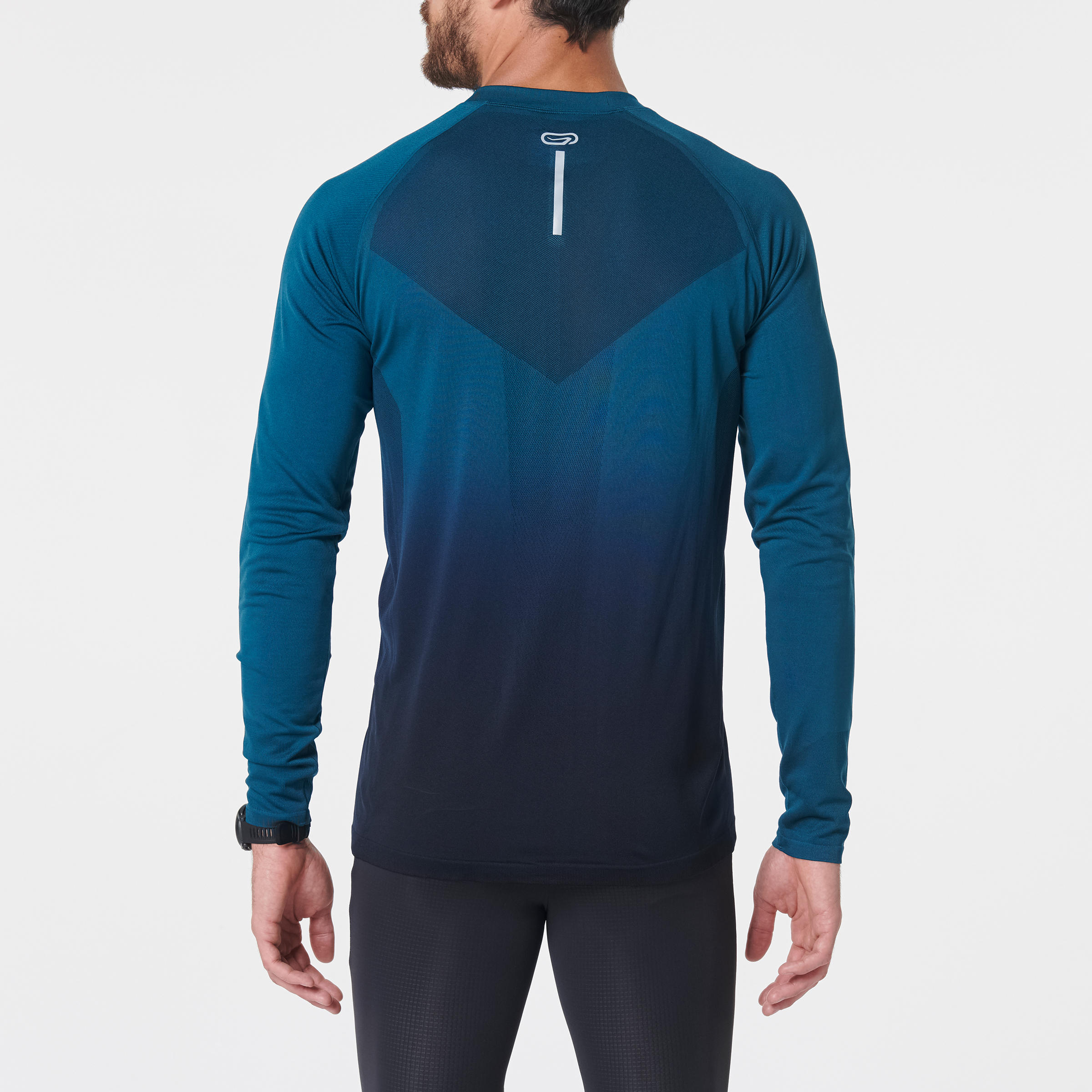 KIPRUN CARE MEN'S BREATHABLE LONG-SLEEVED RUNNING T-SHIRT - GREEN/BLACK 5/9