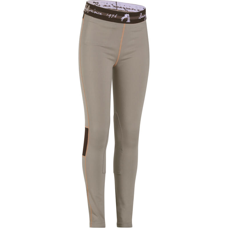 Legging équitation léger Enfant - 100 marine et orange