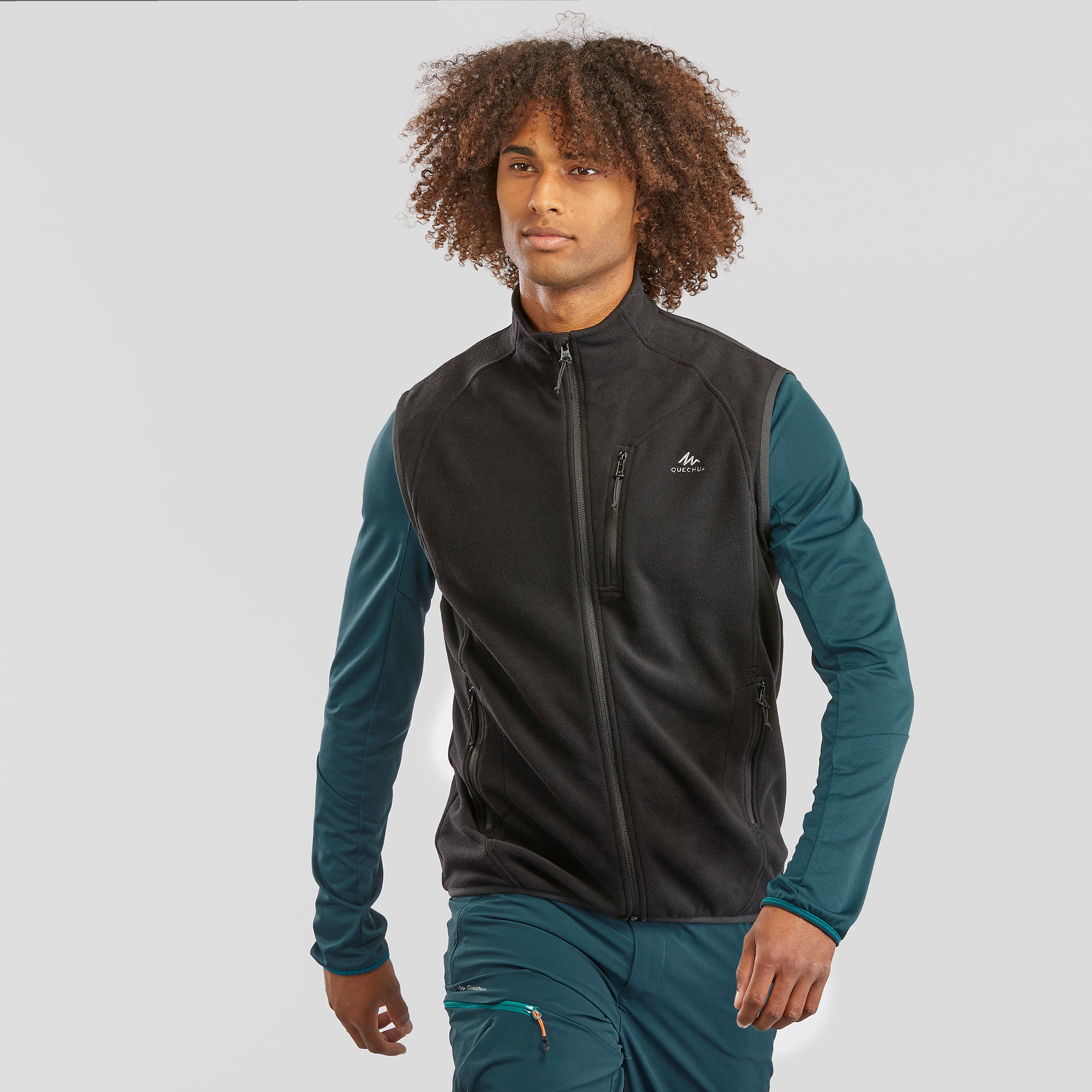 QUECHUA Fleeceweste Herren Bergwandern - MH100 schwarz