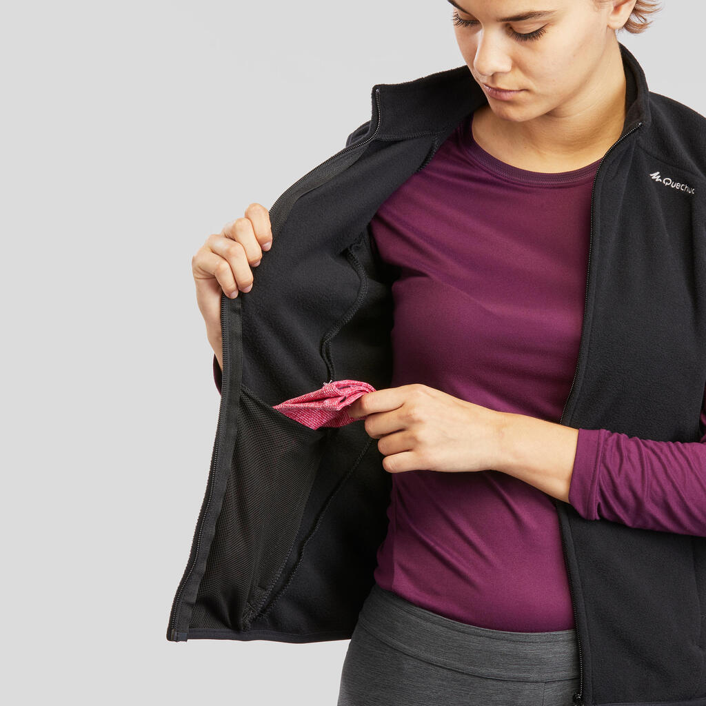 Gilet polaire de randonnée montagne femme, MH100 noir
