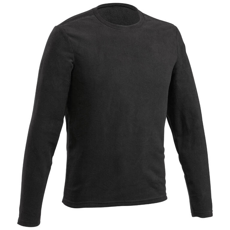 Men Sweater Round Neck Fleece for Hiking MH20 Black