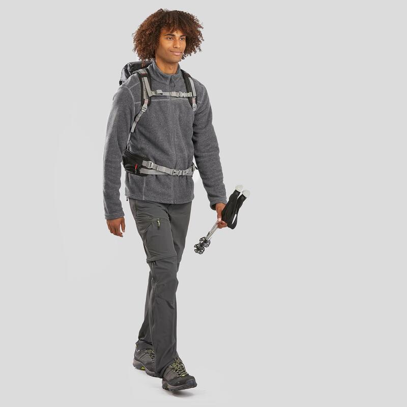 男款登山健行刷毛外套MH120－刷色灰