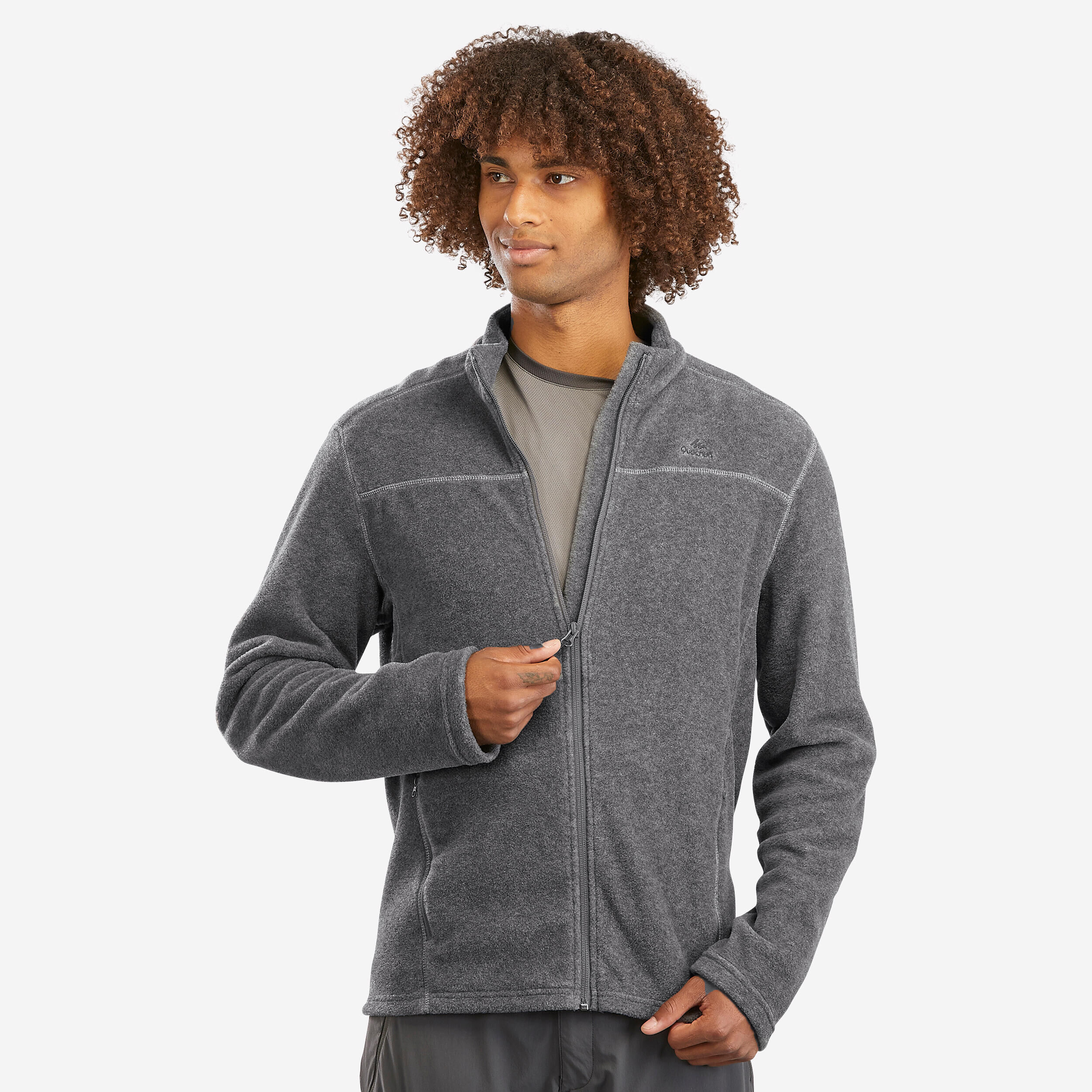 Kalenji Decathlon Men's Sweater Black Gray 1/4 Zip Micro-fleece