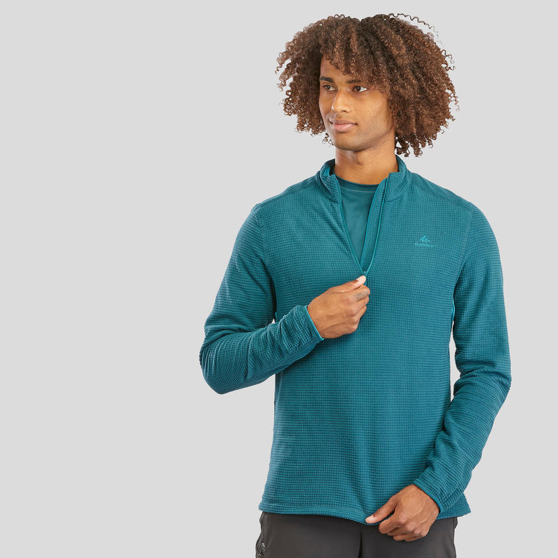 Men's Mountain Hiking Fleece MH500 - Turquoise Men's Mountain Hiking Fleece MH500 - Turquoise