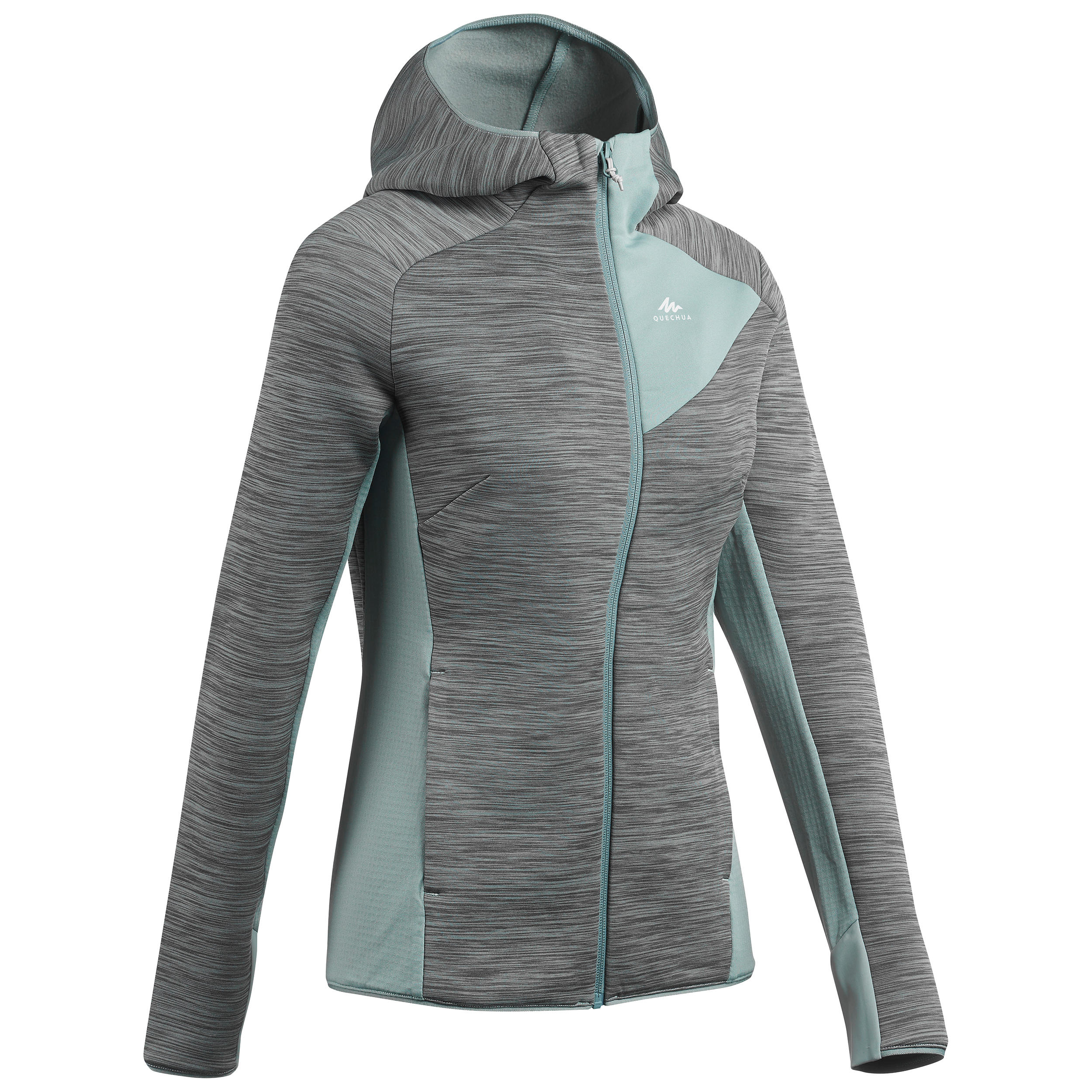 MH920 Women's Mountain Hiking Fleece - Green/Pink - Decathlon