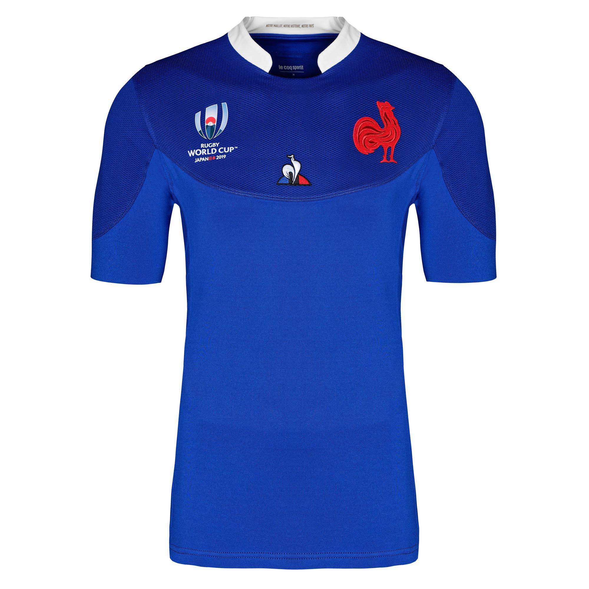 LE COQ SPORTIF Adult Rugby Short-Sleeved Replica France National Team 2019 Shirt - Blue