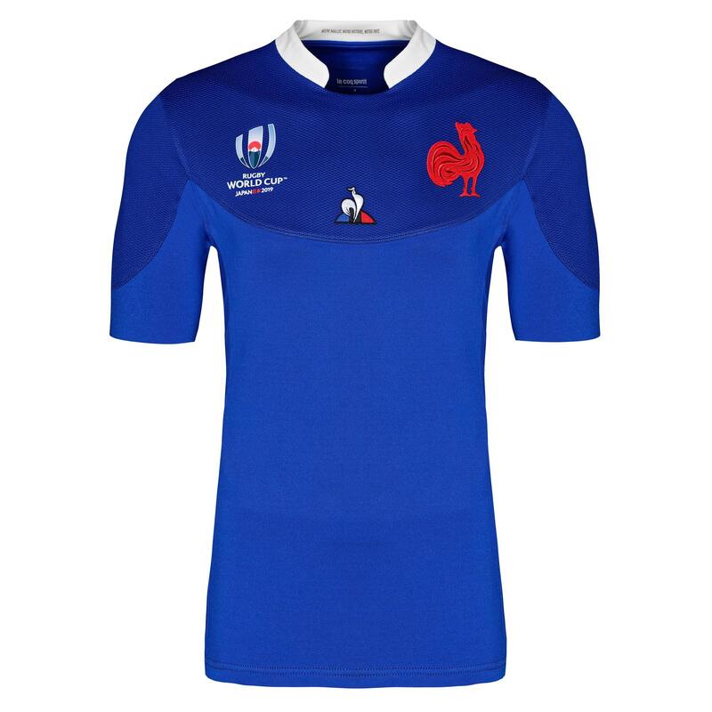 Camiseta manga corta de rugby réplica del equipo de Francia adulto azul 2019 