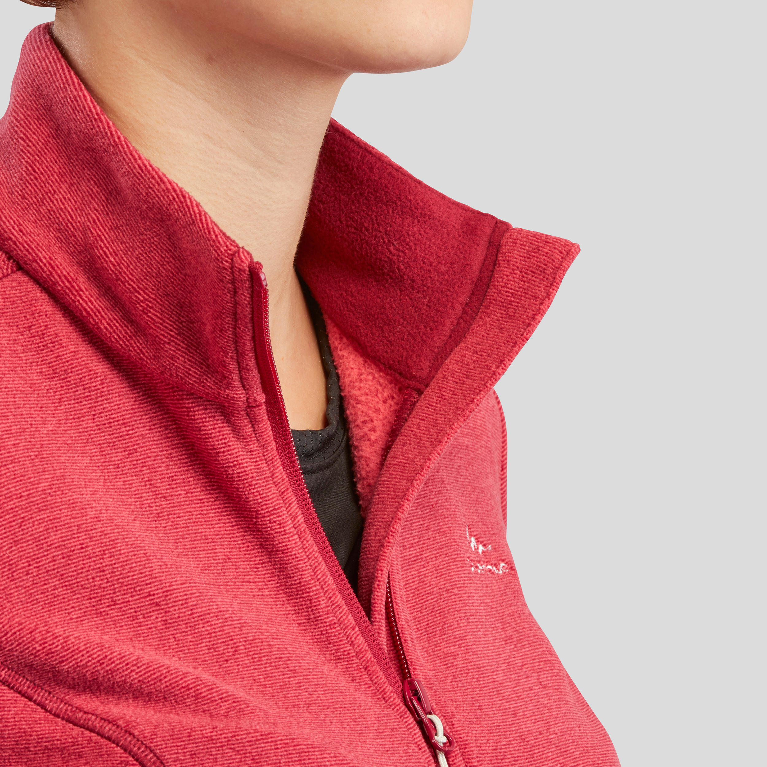 Women’s mountain hiking fleece jacket, MH100 Full Zip - Orange 7/8