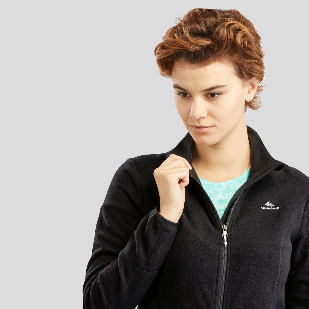 Polaire de randonnée montagne femme, MH100 full zip blanc
