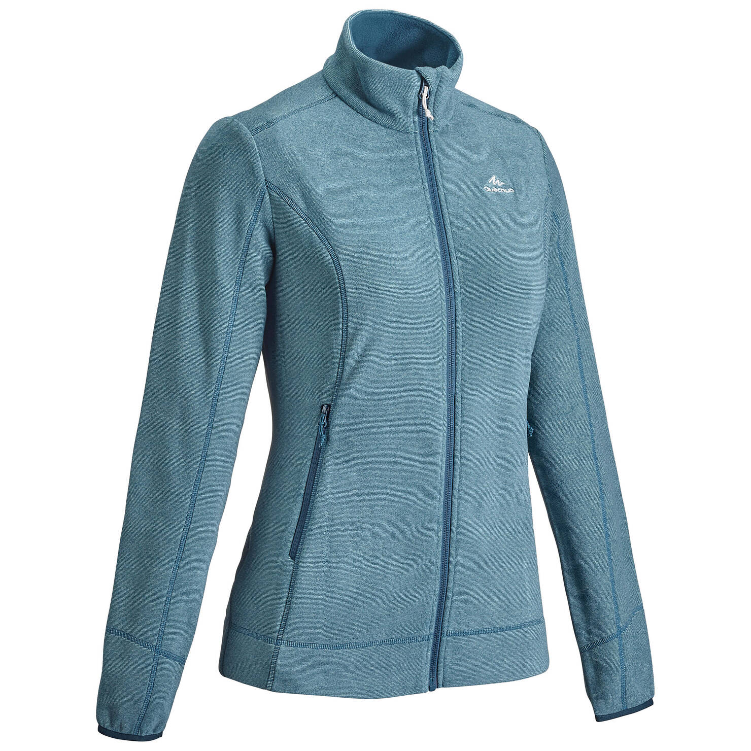Women Sweater Full-Zip Fleece for Hiking MH100 Blue