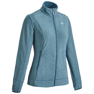 Women Sweater Full-Zip Fleece for Hiking MH100 Blue