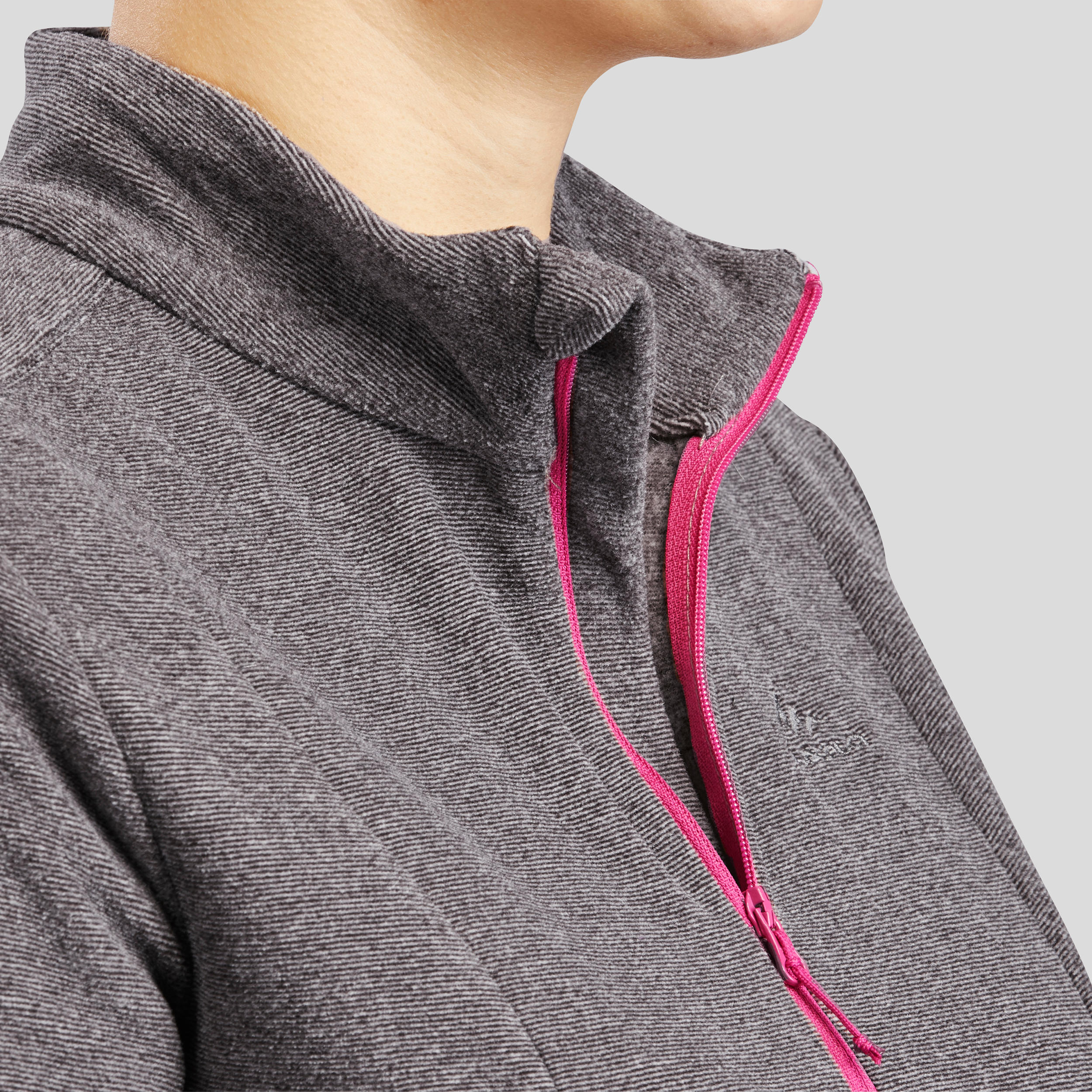 Womens' Fleece Pullover - MH 100 - Snow white, [EN] smoked black - Quechua  - Decathlon