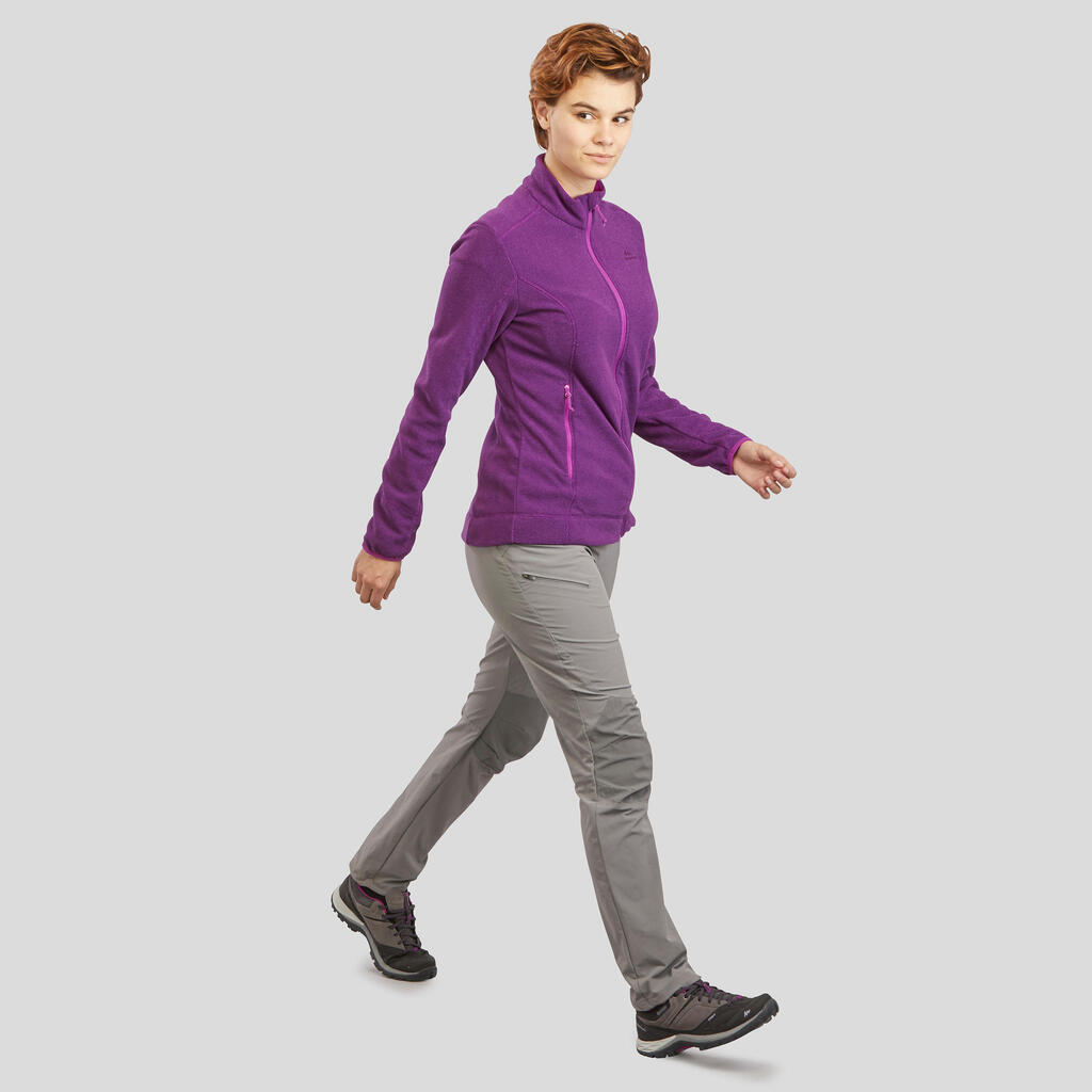 Women's mountain walking fleece jacket mh120 - plum