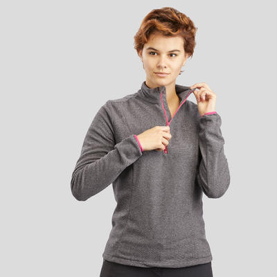 Fleecepullover Damen Wandern - MH100 grau