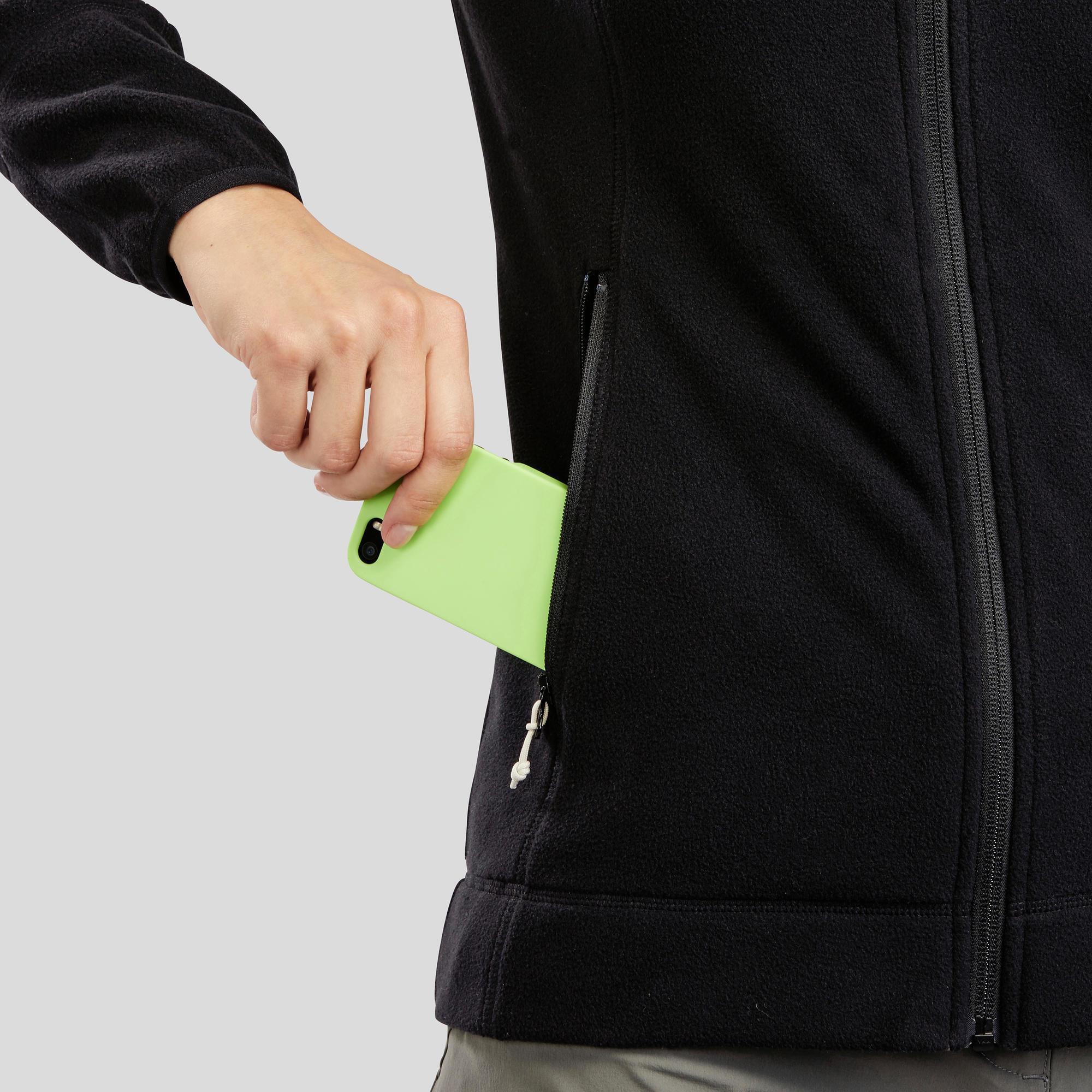 Fleece wandeljas voor dames MH100 zwart 6/7