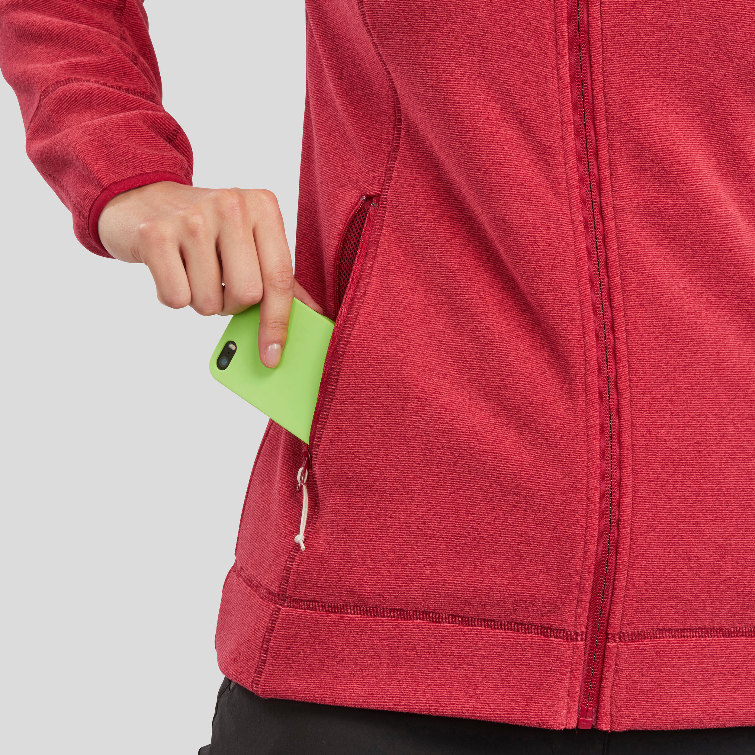Women’s mountain hiking fleece jacket, MH100 Full Zip - Orange 5/8