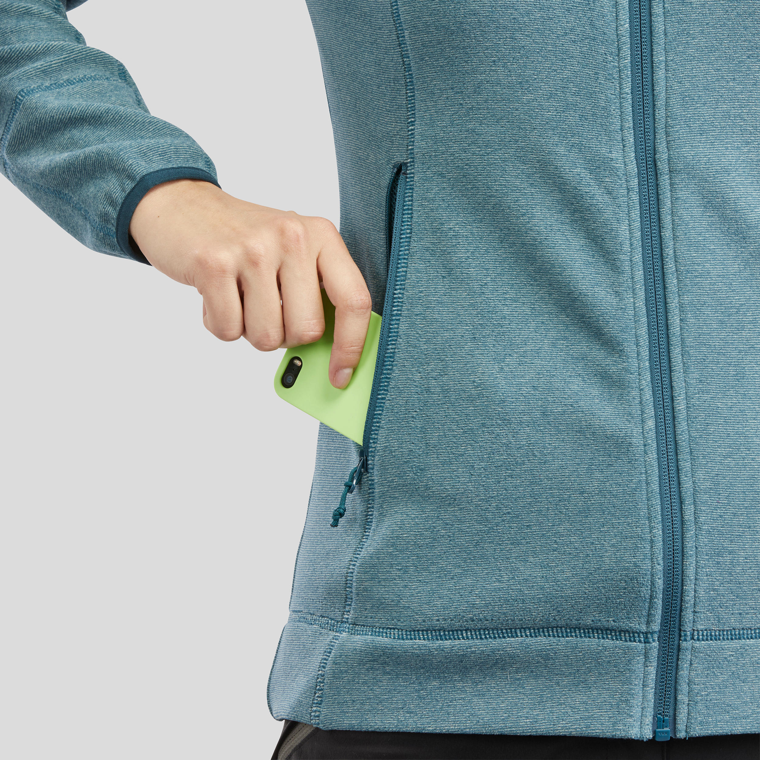 Women's Fleece Hiking Sweatshirt - MH 120 - Dark petrol blue