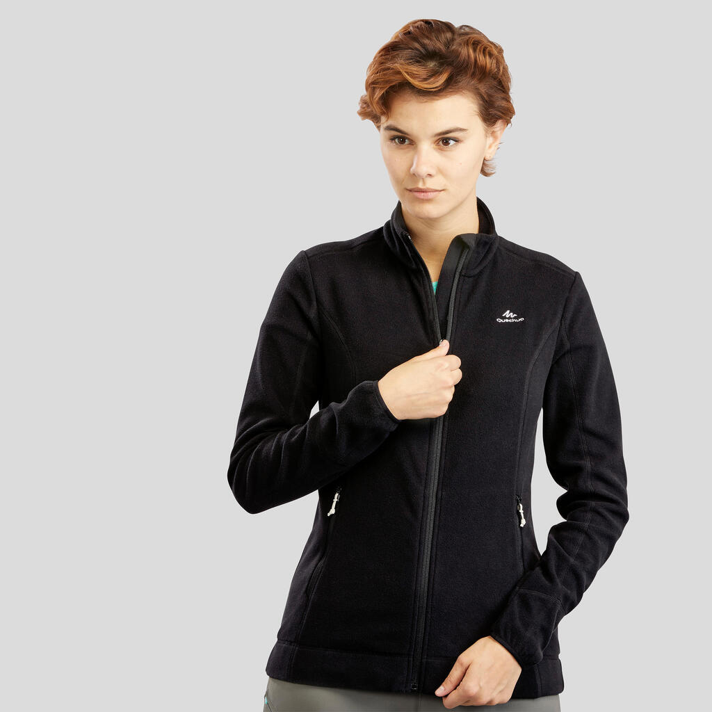 Polaire de randonnée montagne femme, MH100 full zip blanc