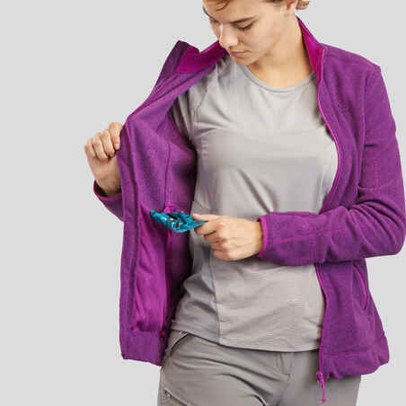 Women's Mountain Walking Fleece Jacket MH120 - Plum