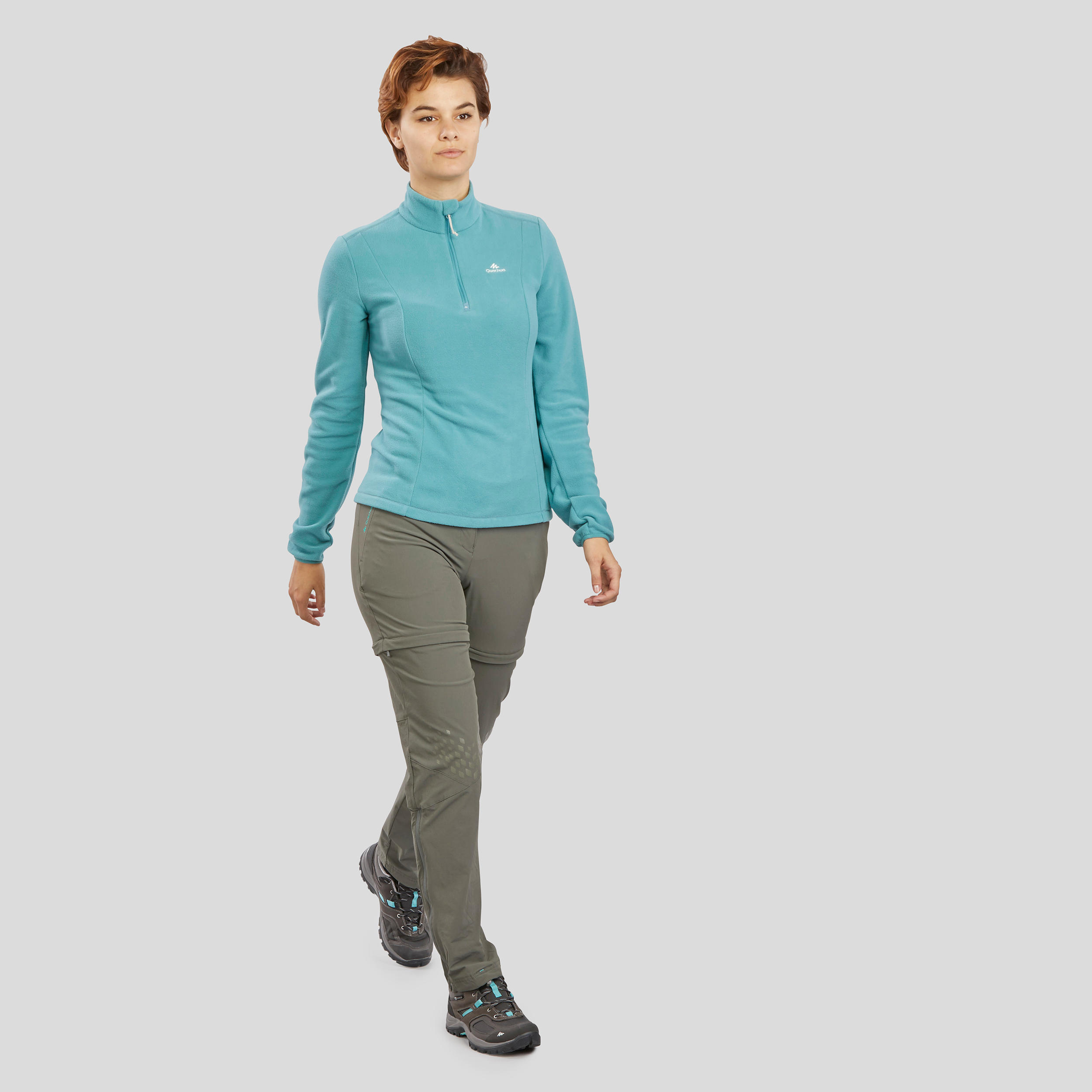 Jaqueta polar de senderisme muntanya dona MH100 blau gris  4/11