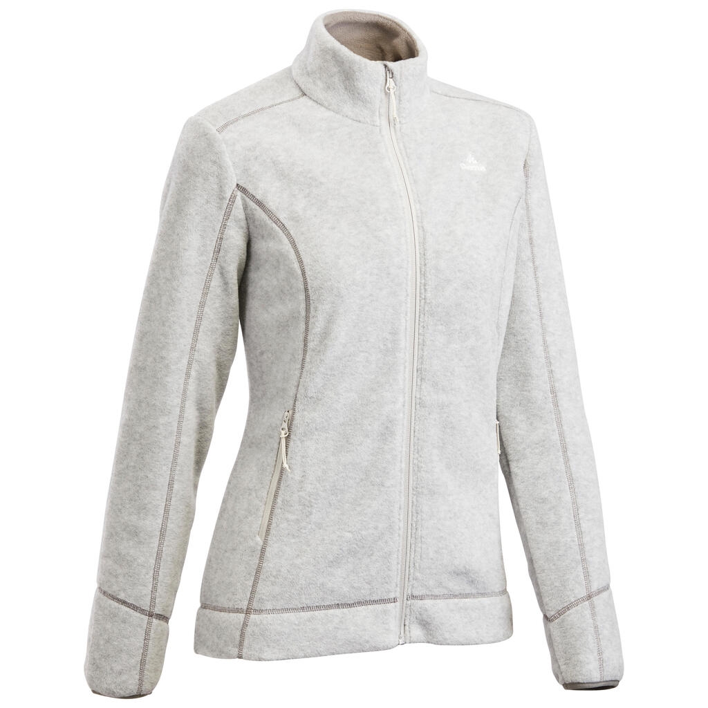 Veste polaire de randonnée montagne femme mh100 Blanche