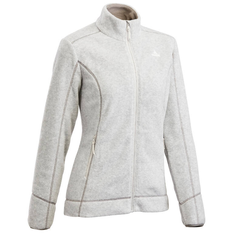 Jaket Fleece Mendaki Gunung Wanita MH120 - Abu2 Muda