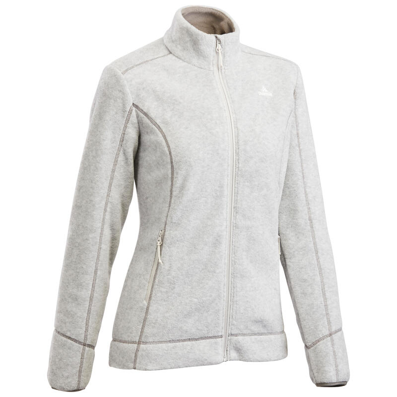 Women's Mountain Walking Fleece Jacket MH120 - Light Grey