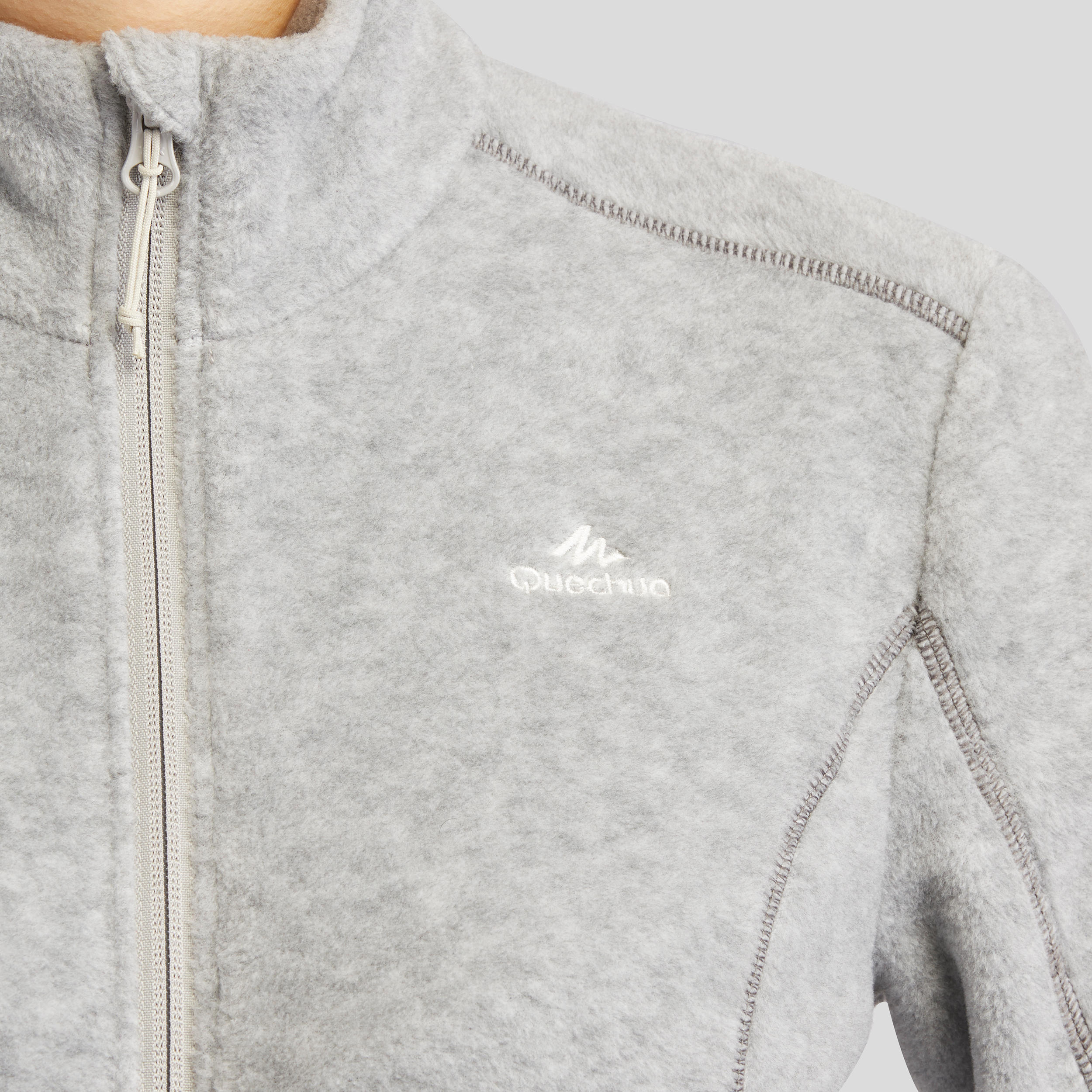 Women’s mountain hiking fleece jacket, MH100 Full Zip - White 5/8