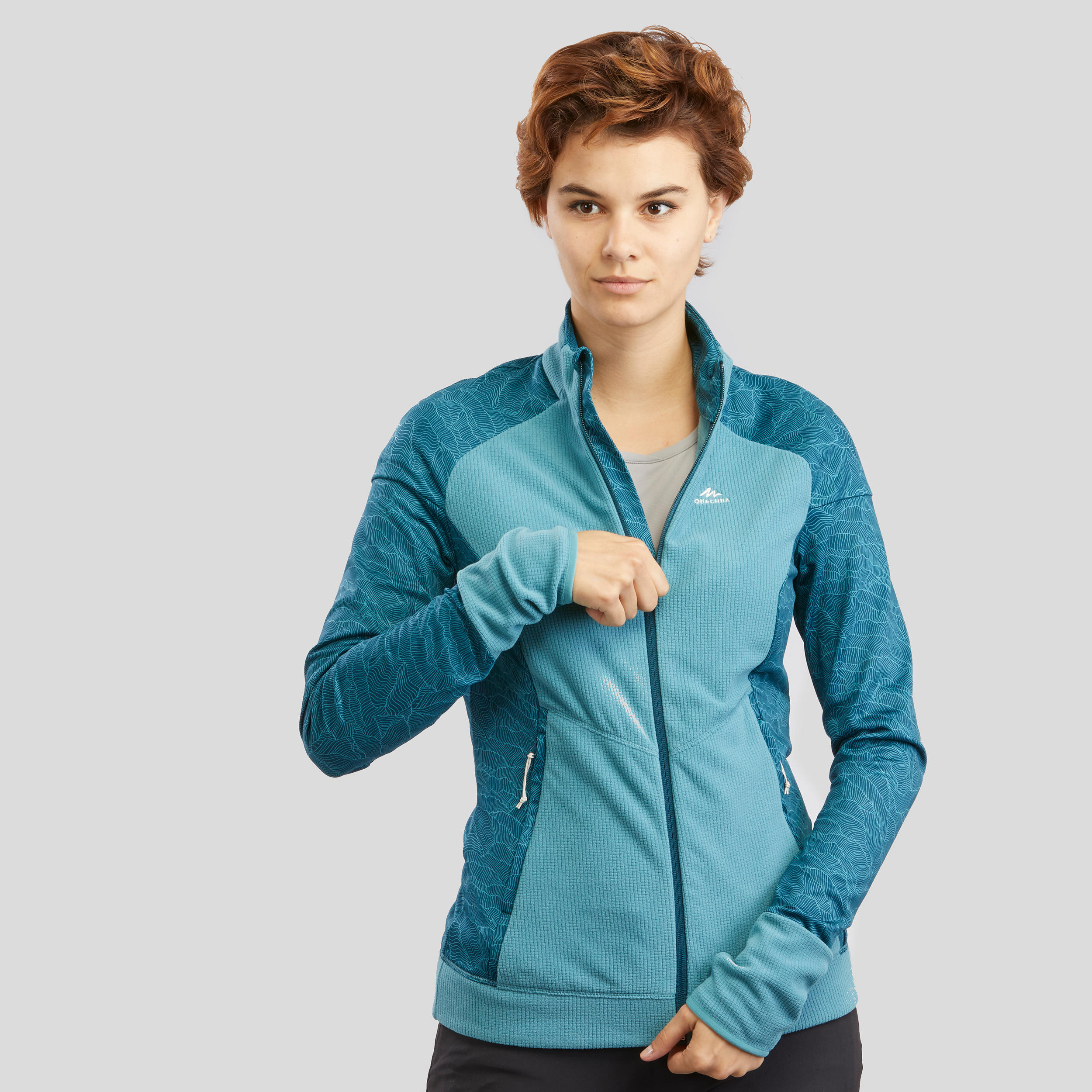 Women s Walking Fleece Blue Decathlon