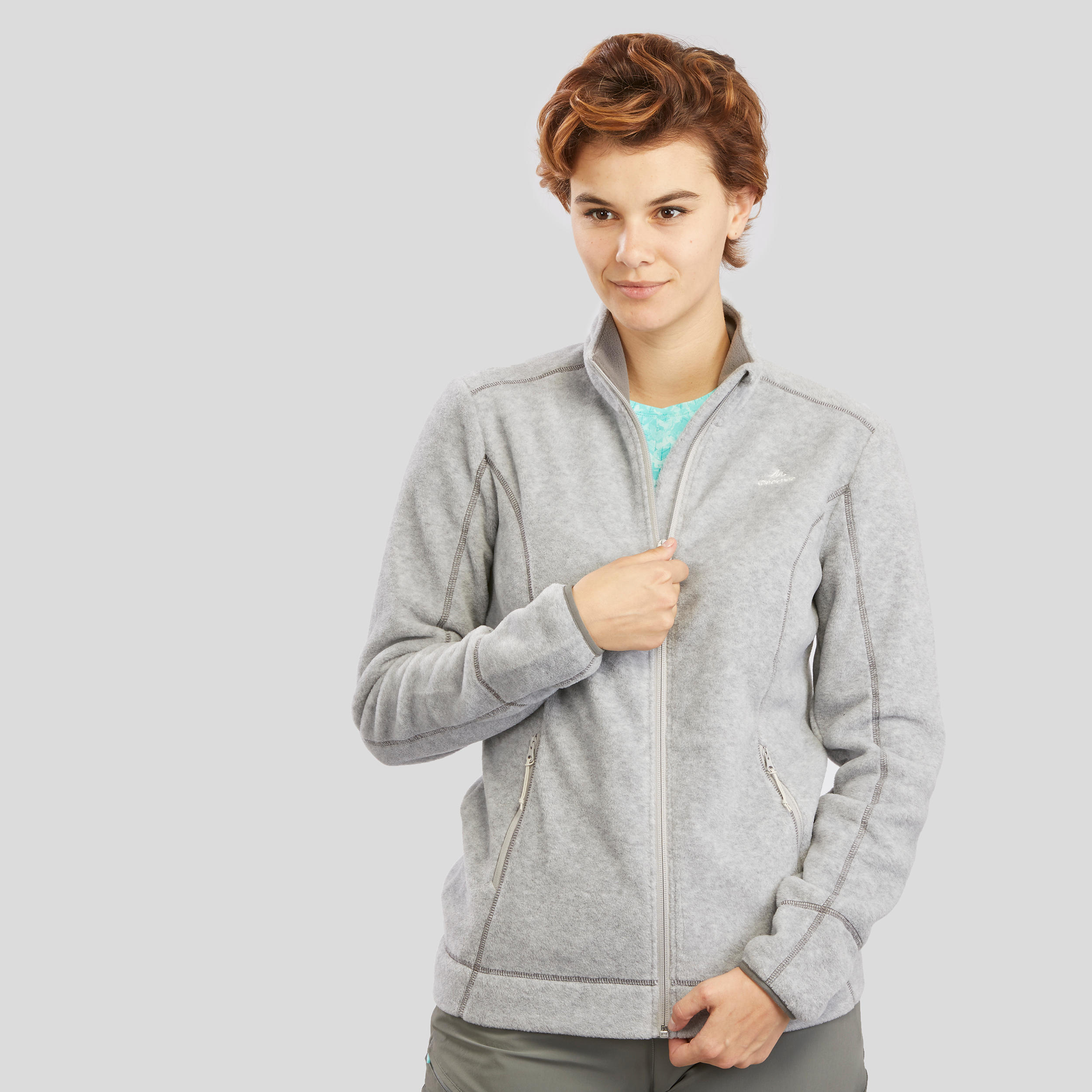 Quechua by Decathlon MH120 High-Neck Solid Slim-Fit Sports Fleece Jacket  for Women - Heather Grey, L: Buy Online at Best Price in Egypt - Souq is  now